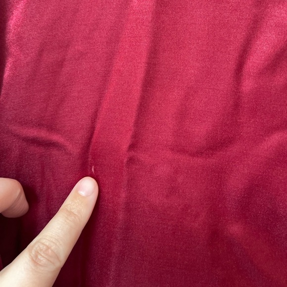 Vintage Satin Velvet Trim Pyjama Shirt Dress S Ruby - Picture 14 of 15